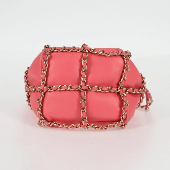 CHANEL Chain Shoulder Bag Lamb Skin Pink Gold CC Auth 126608M - Picture 7 of 15